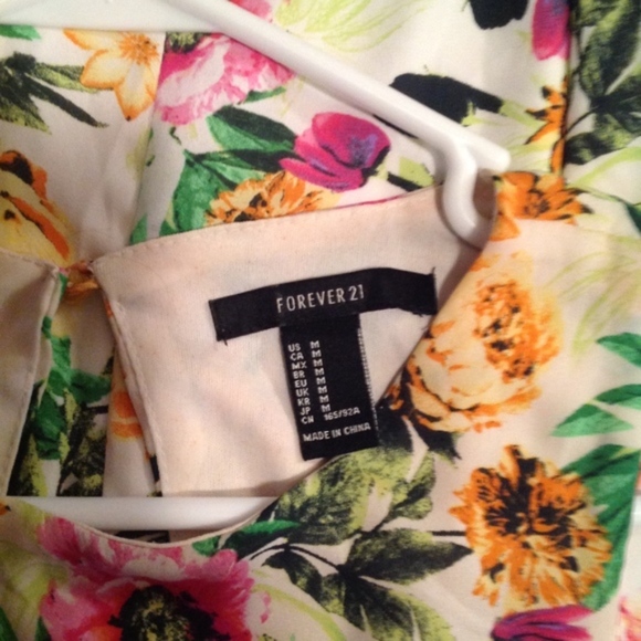 Forever 21 Tropical Floral Dress Open Back Dress M - Picture 3 of 4